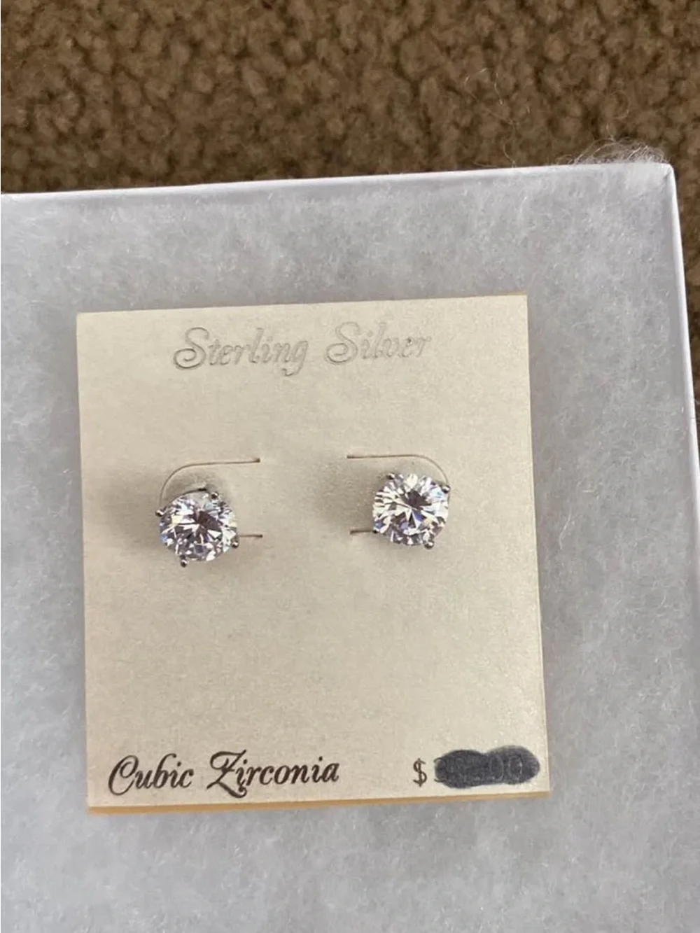 Sterling Silver Cubic Zirconia Round Stud Earrings - Clear